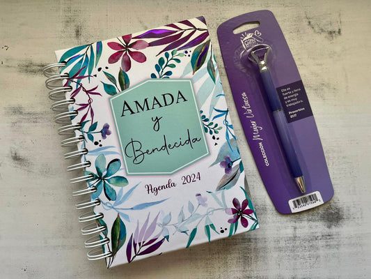 Agenda Amada & Bendecida 2024/ Boligrafo Mujer Virtuosa Violeta