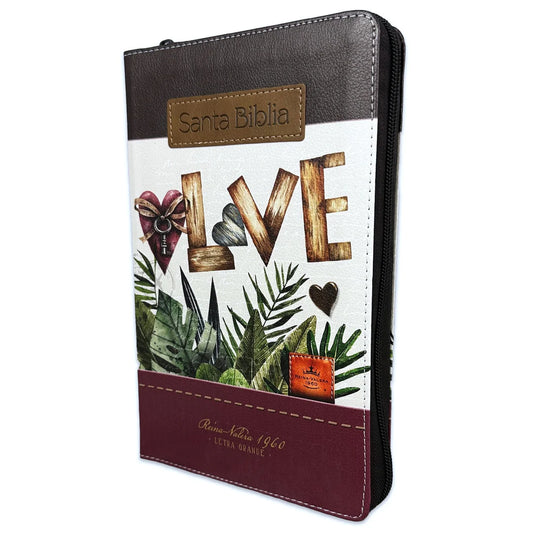 Biblia Floral Marron con Indice