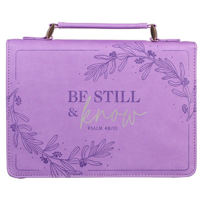 Be Still & Know Purple Laurel Faux Leather Fashion Bible Cover - Psalm 46:10